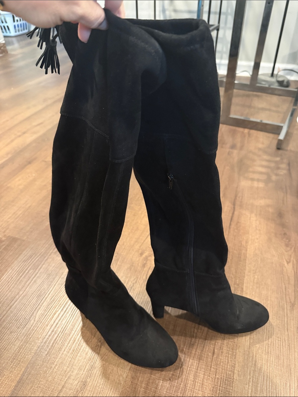 INC International Concepts Black Over-the-Knee Suede Boots